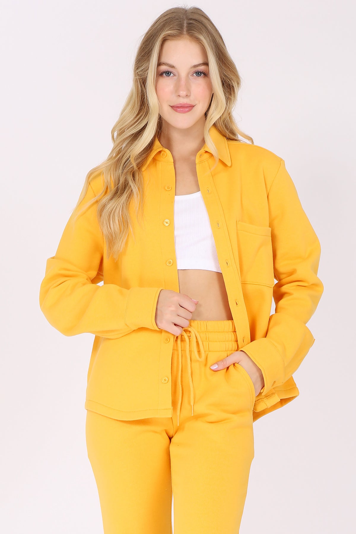 Button Up Fleece Shirt Jacket