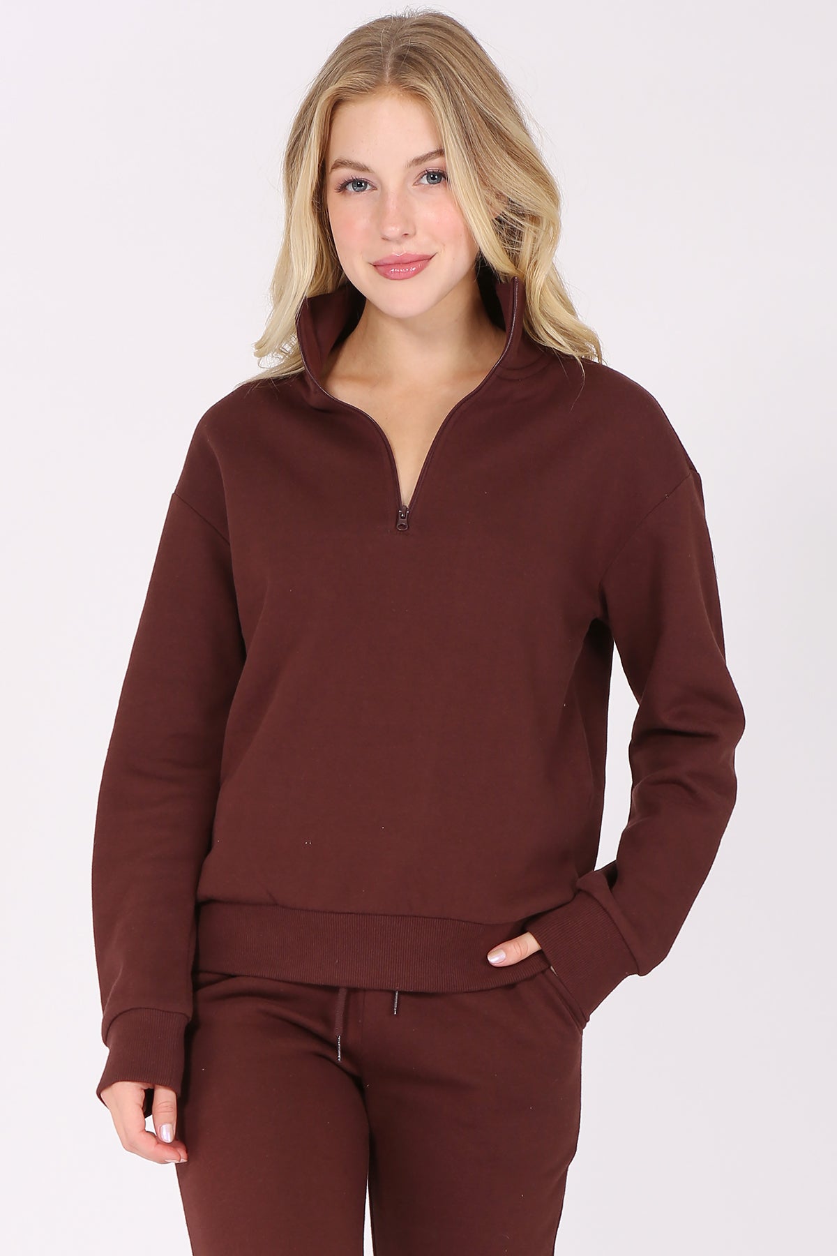 Quarter-Zip Fleece Pullover Sweatshirt