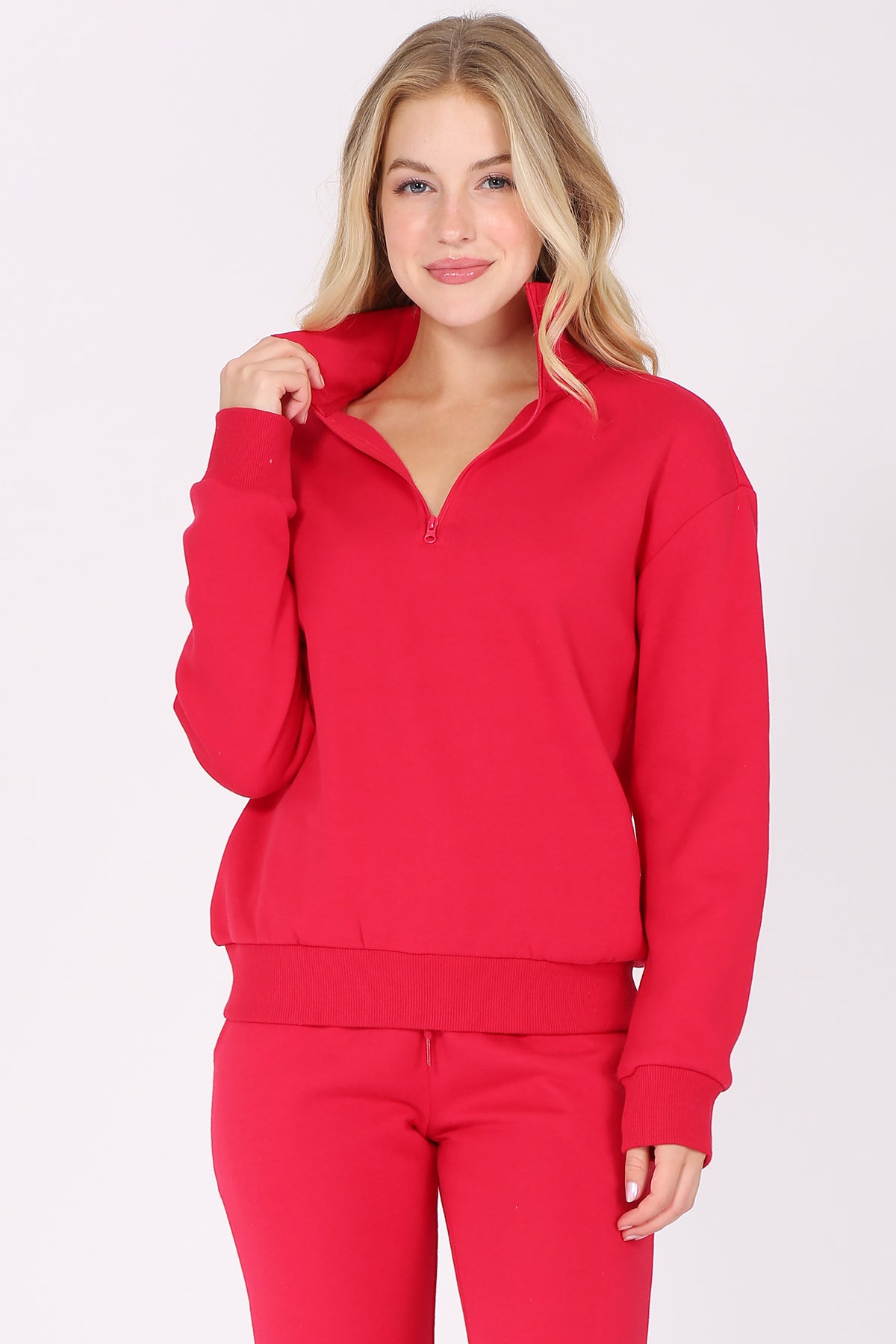 Quarter-Zip Fleece Pullover Sweatshirt