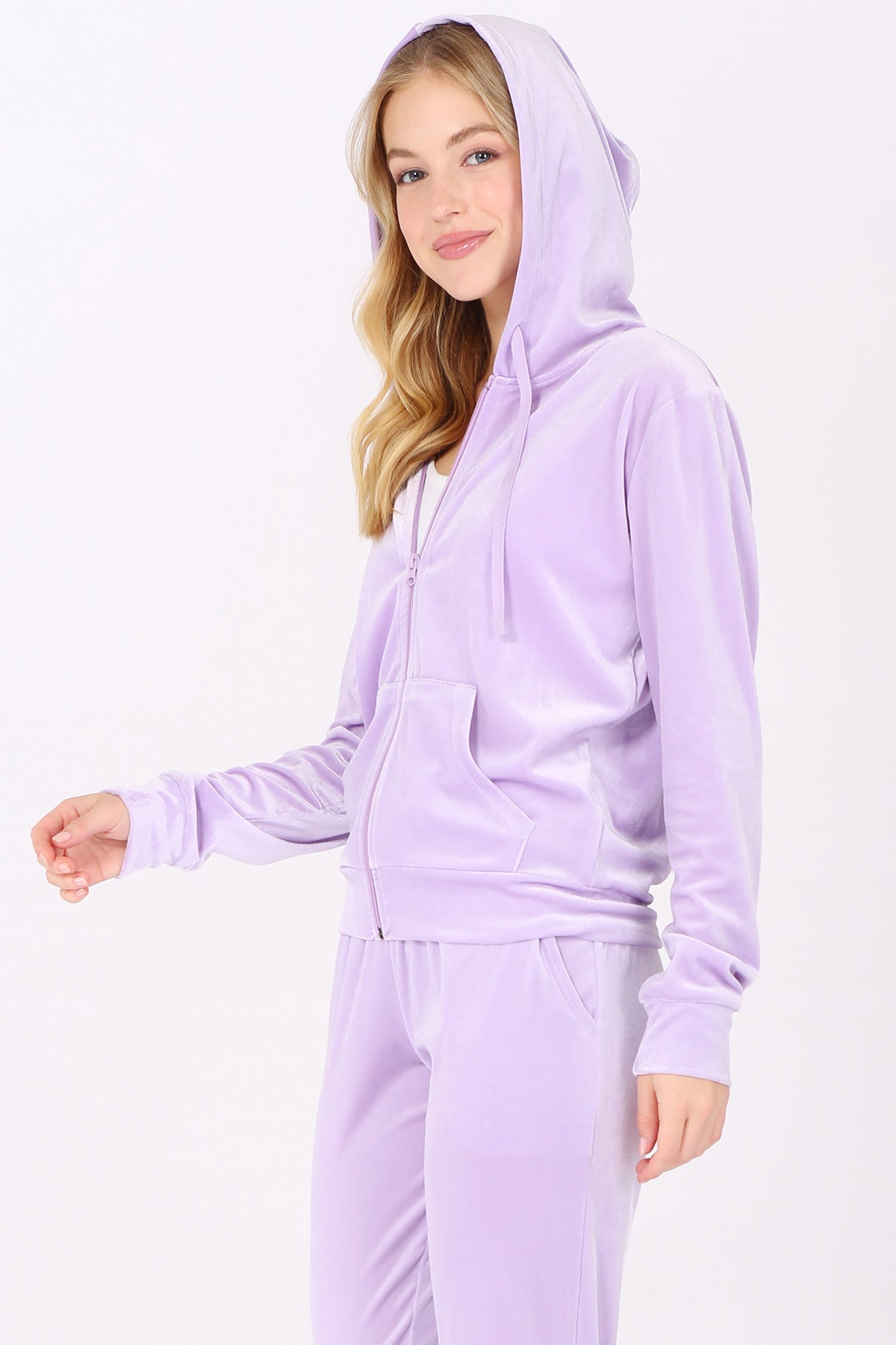 Velour Zip Up Hoodie Jacket (Plus Size)