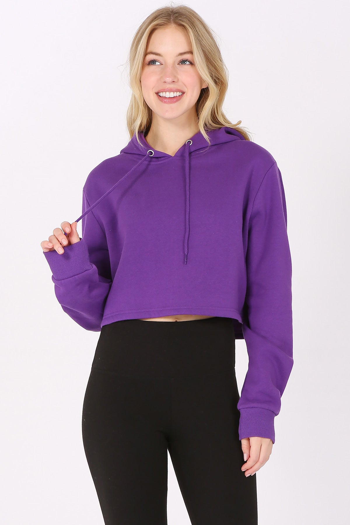 Cropped Fleece Hoodie Sweatshirt