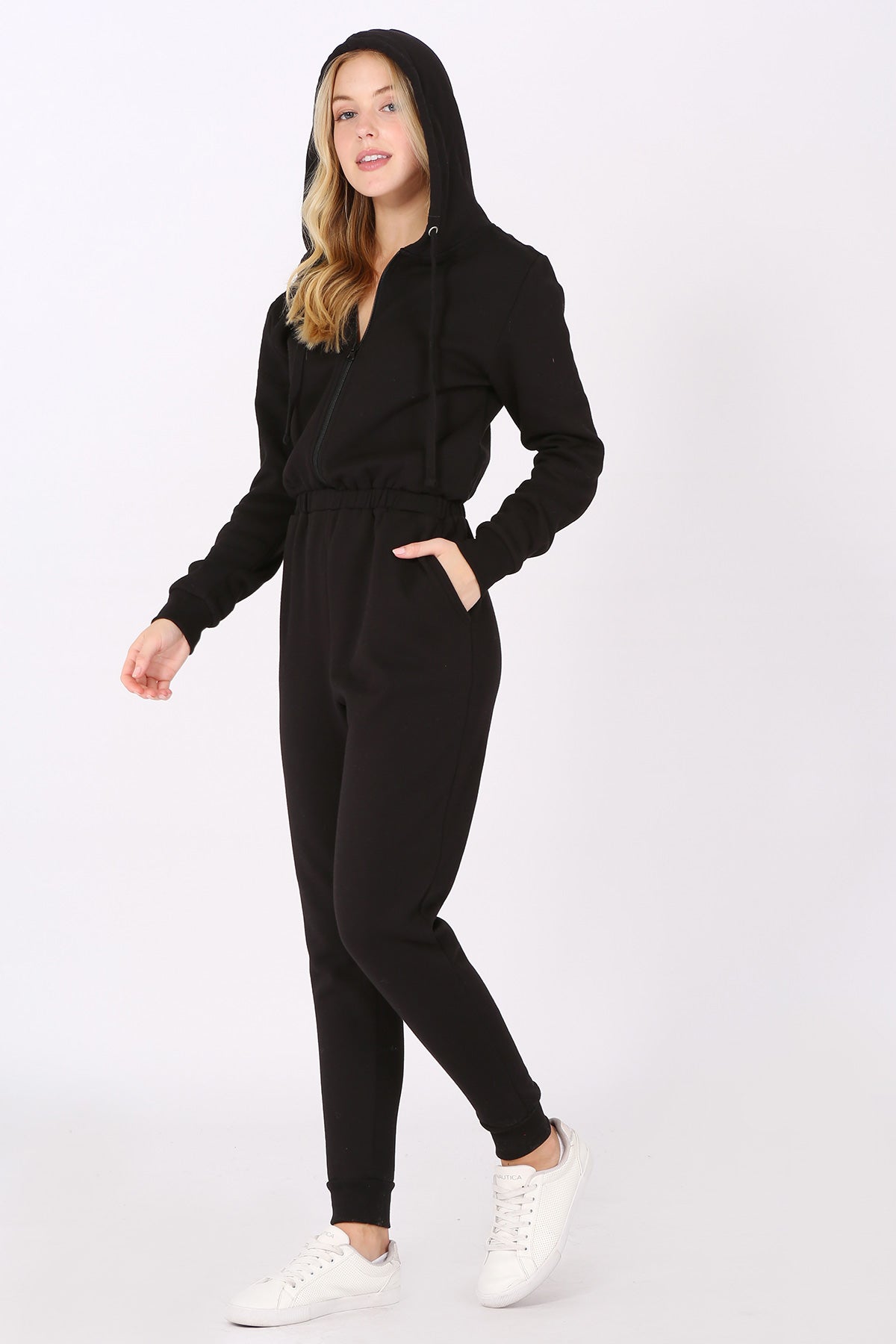 Fleece Zip Up Hoodie Jumpsuit