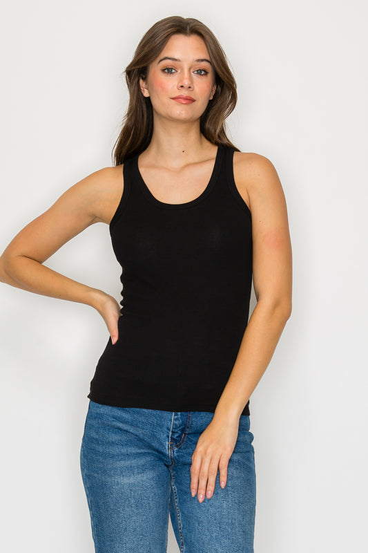Scoop Neck Ribbed Tank Top