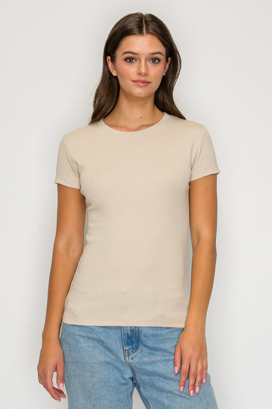 Short Sleeve Mini Ribbed Tee
