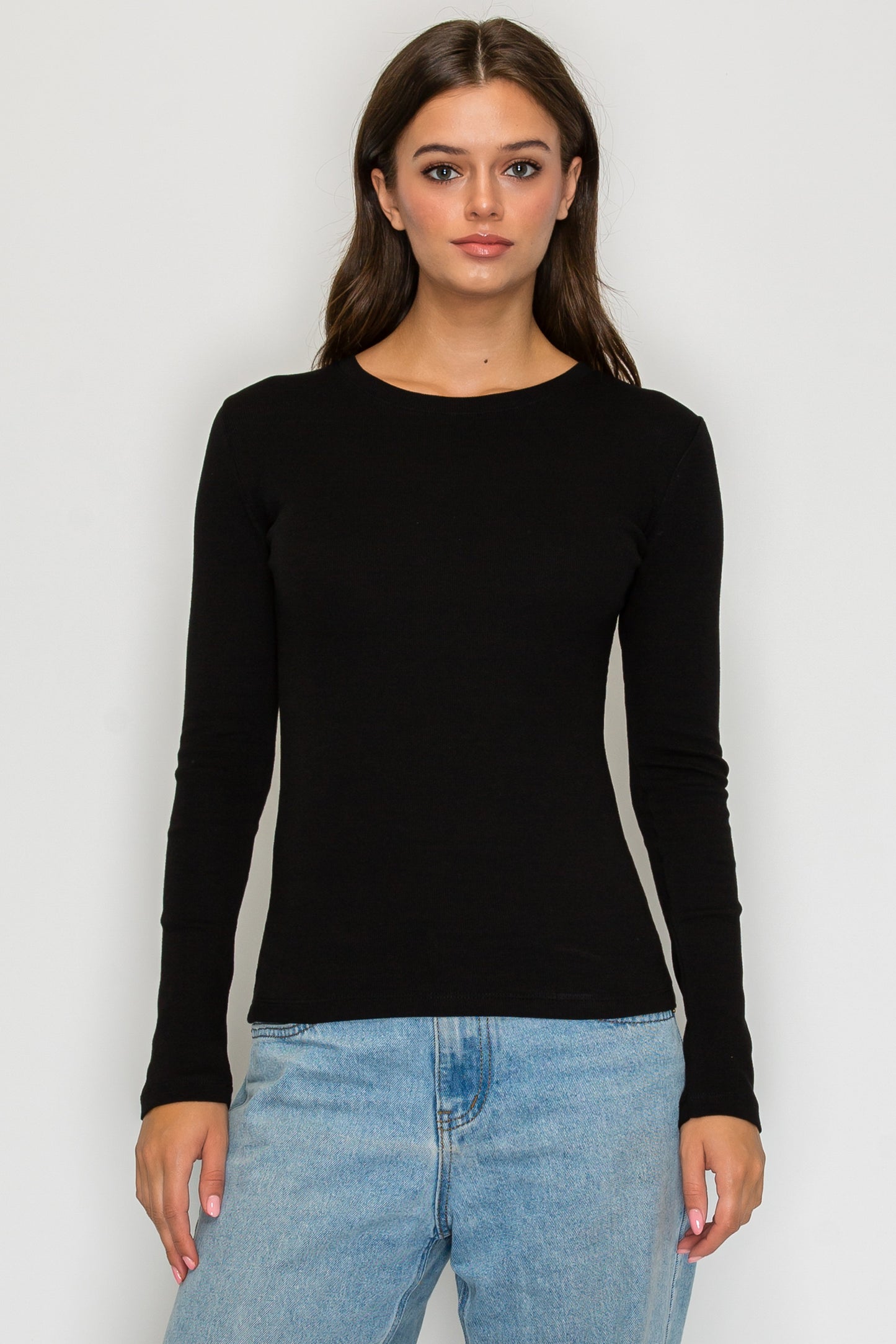 Long Sleeve Mini Ribbed Tee