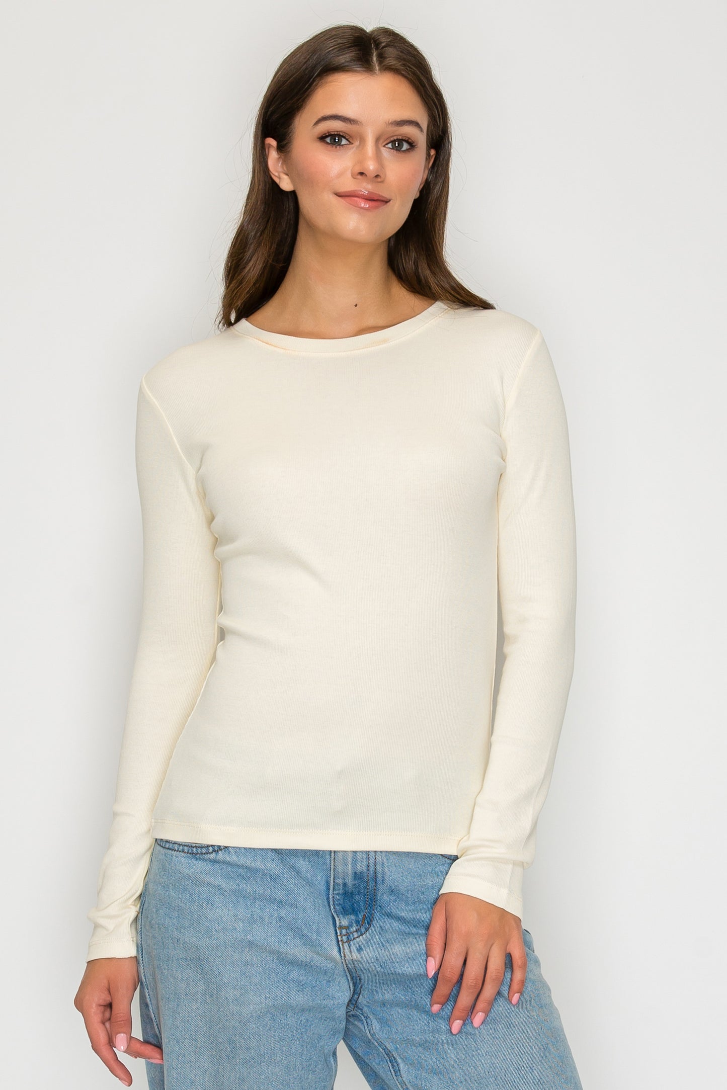 Long Sleeve Mini Ribbed Tee