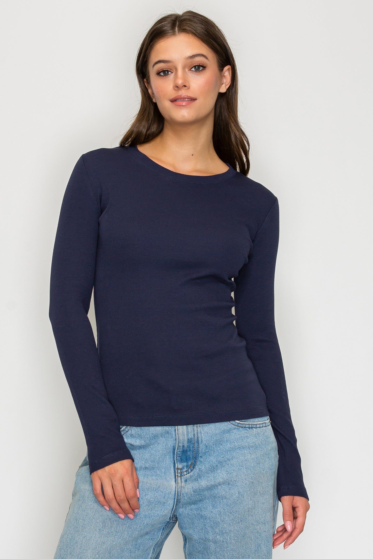 Long Sleeve Mini Ribbed Tee