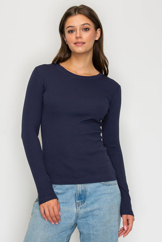 Long Sleeve Mini Ribbed Tee