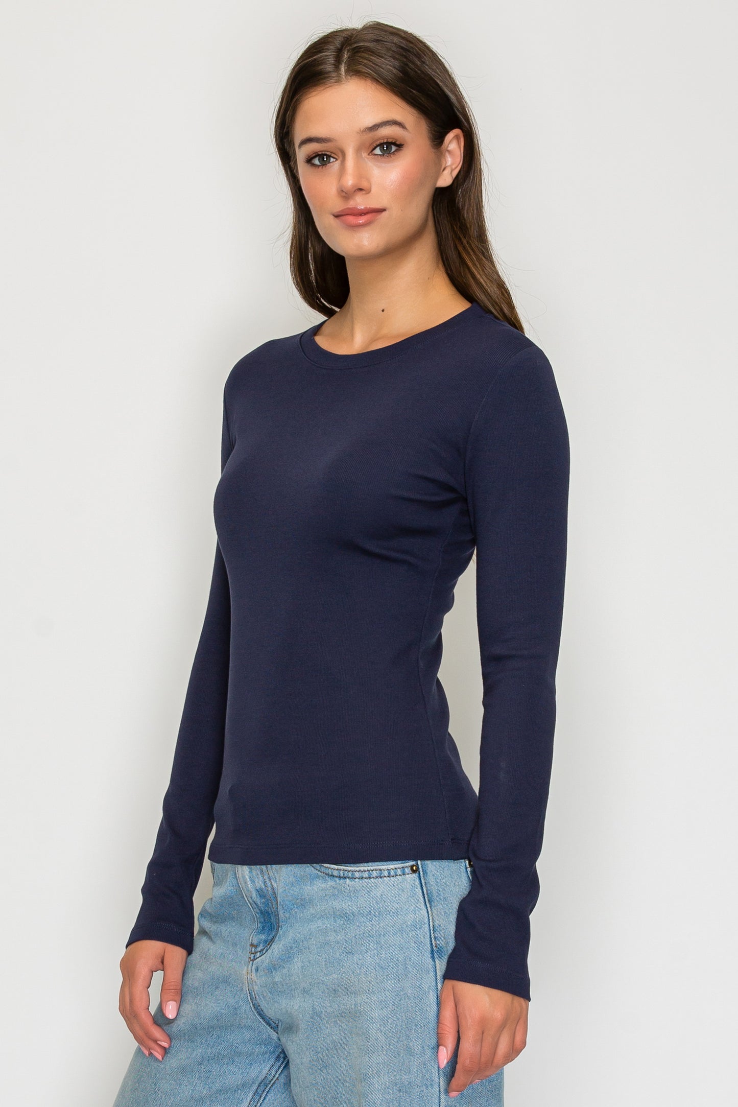 Long Sleeve Mini Ribbed Tee