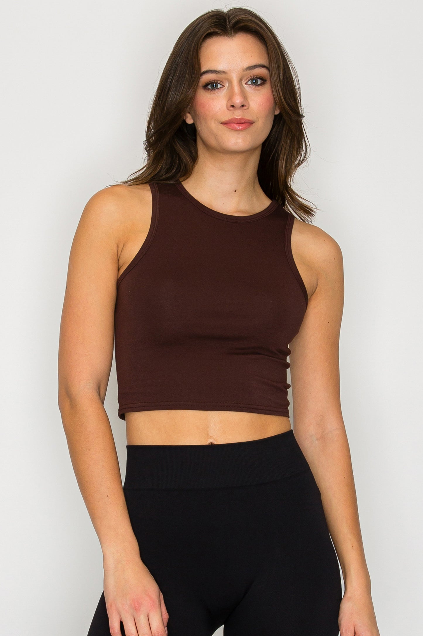 High Neck Sleeveless Crop Tank Top