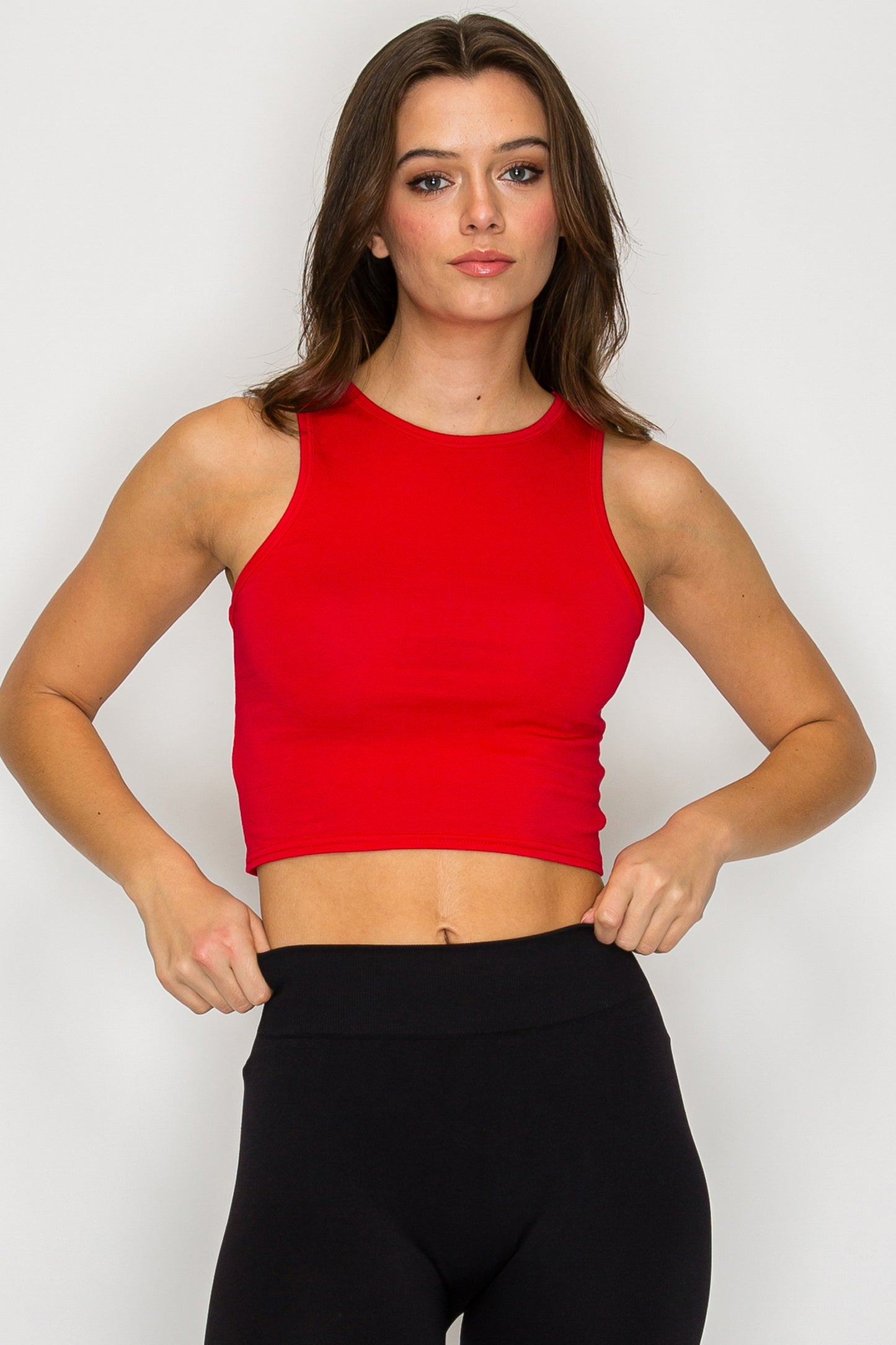 High Neck Sleeveless Crop Tank Top