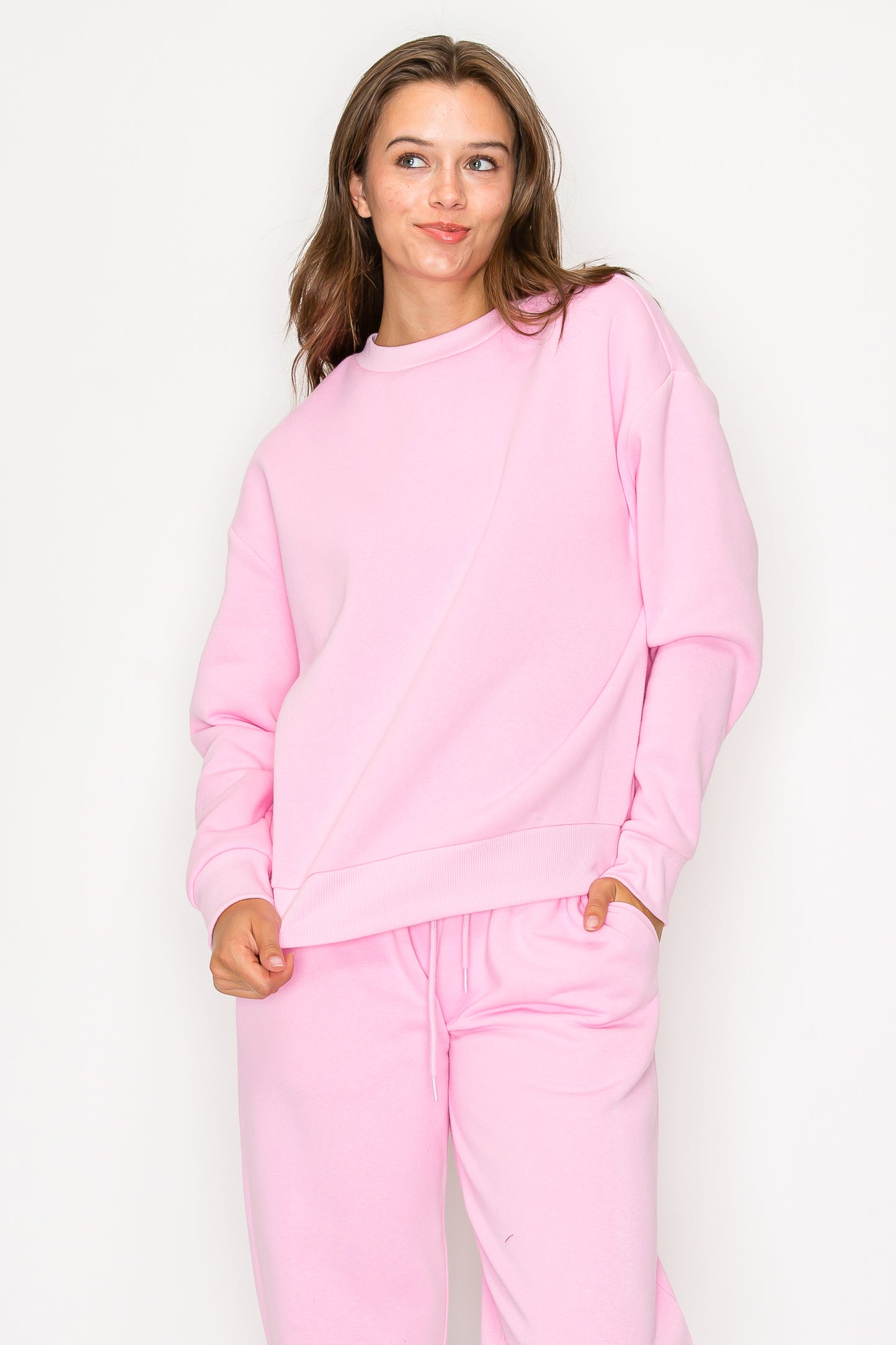 Oversized Crewneck Fleece Sweatshirt