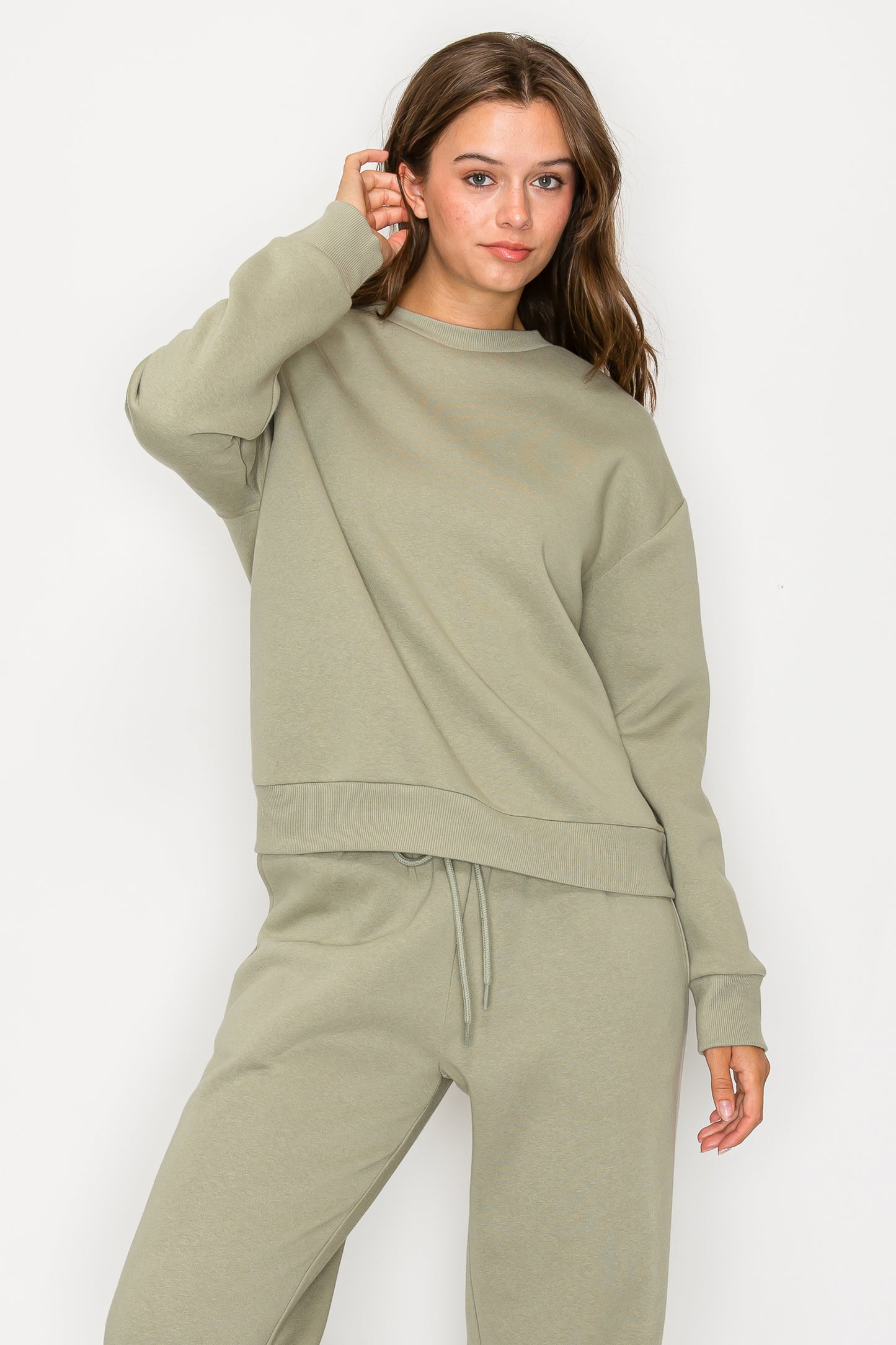 Oversized Crewneck Fleece Sweatshirt