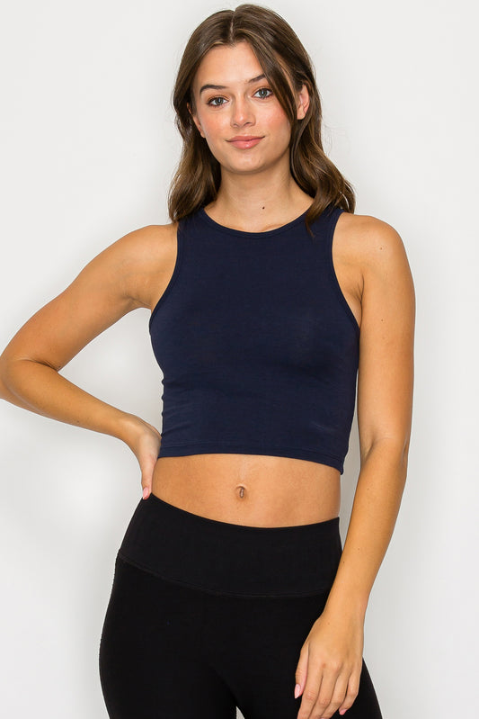 High Neck Sleeveless Crop Tank Top