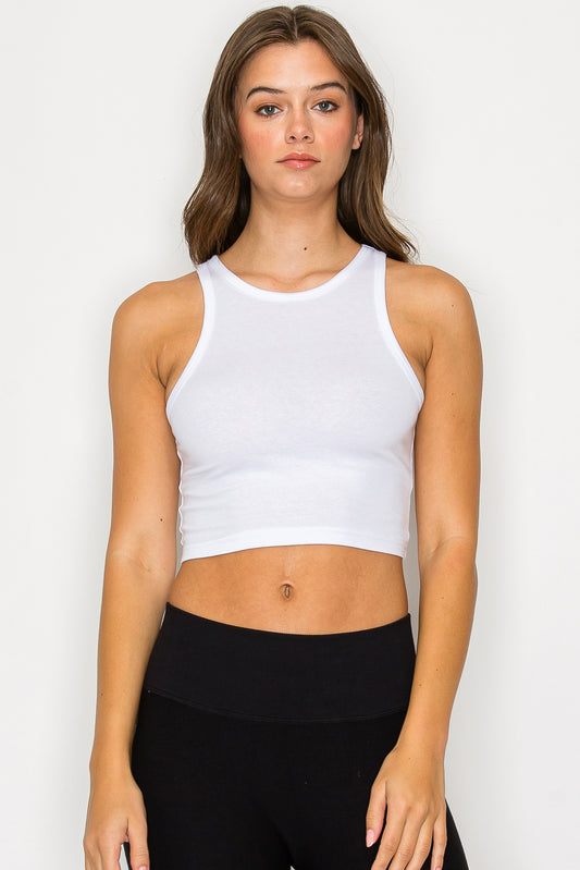 High Neck Sleeveless Crop Tank Top