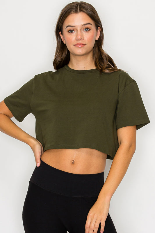 Oversized Short Sleeve Cropped T-Shirt