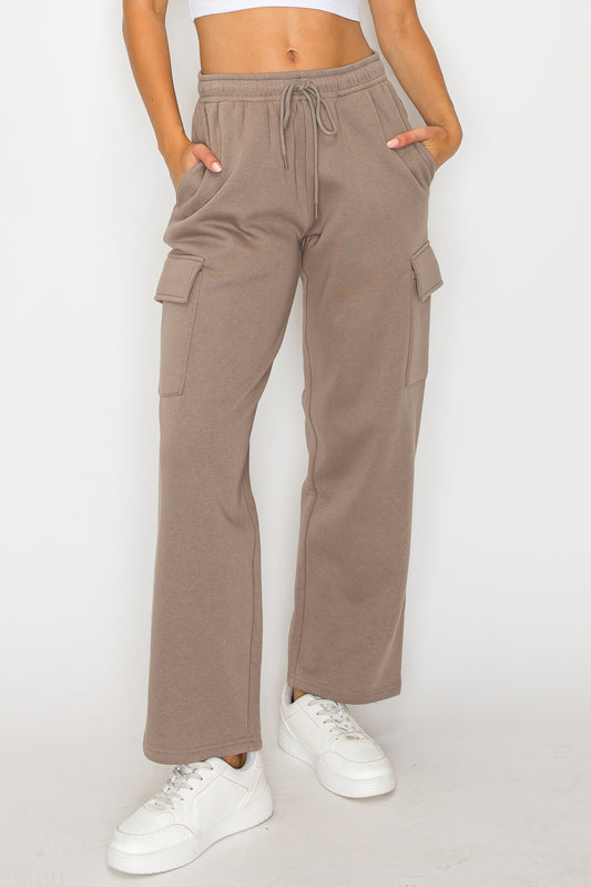 Straight Leg Fleece Cargo Sweatpants