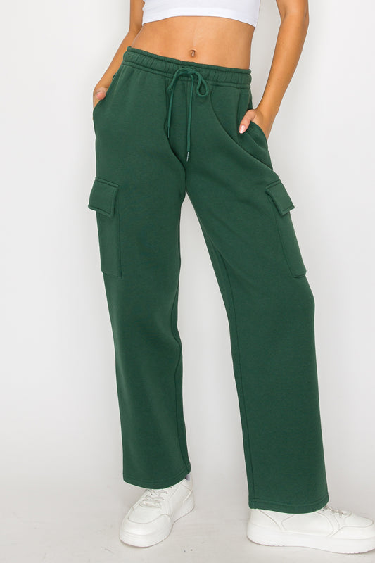 Straight Leg Fleece Cargo Sweatpants