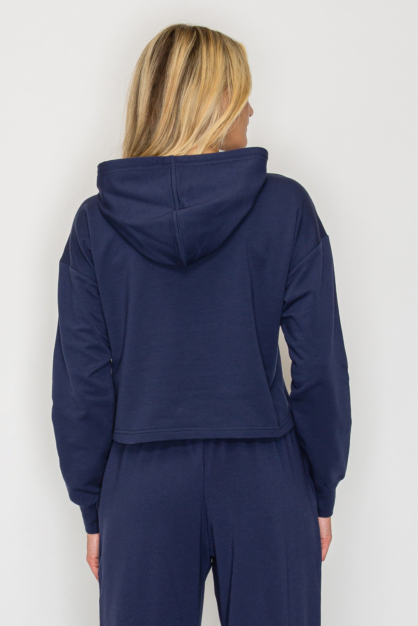 French Terry Cropped Pullover Hoodie