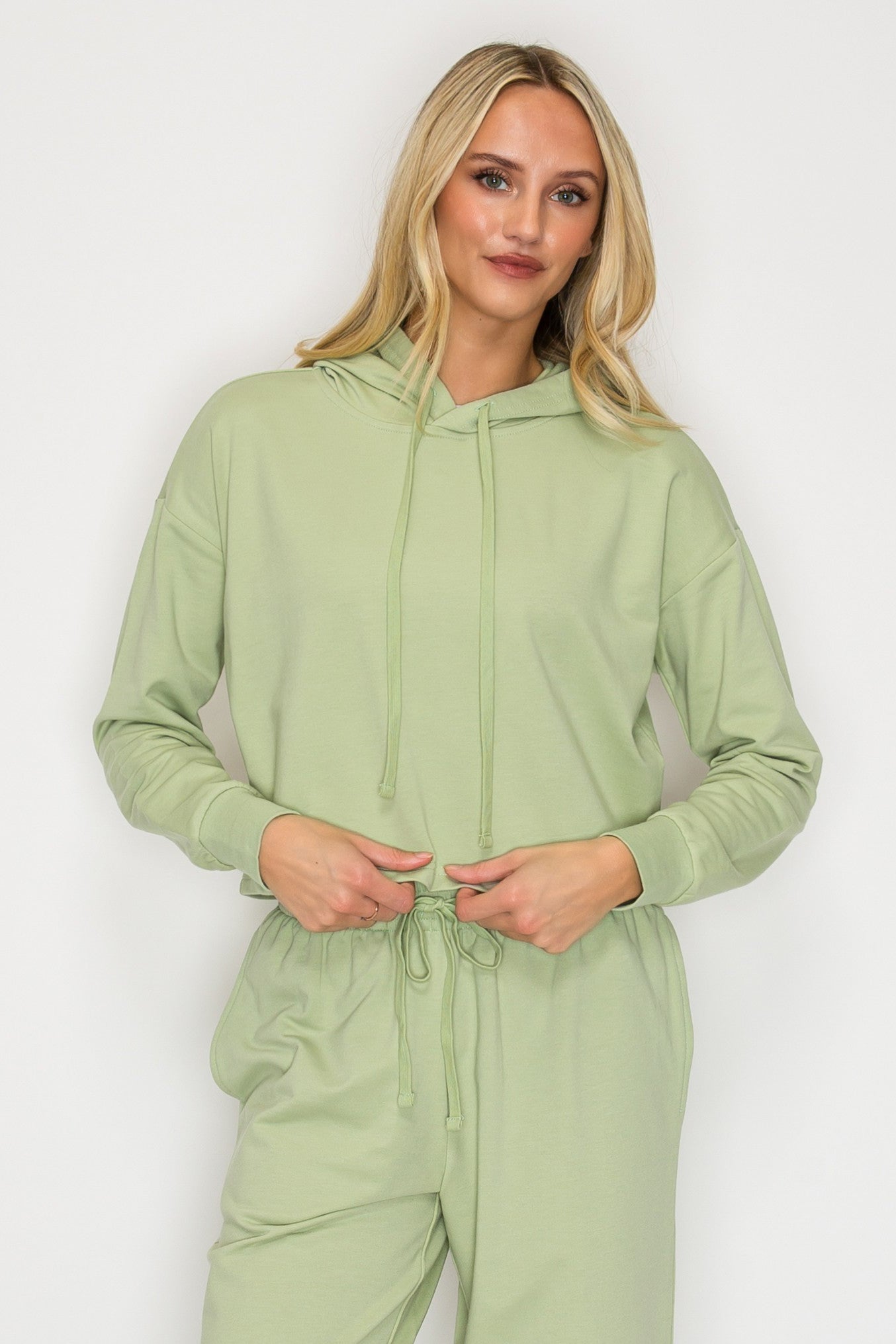 French Terry Cropped Pullover Hoodie