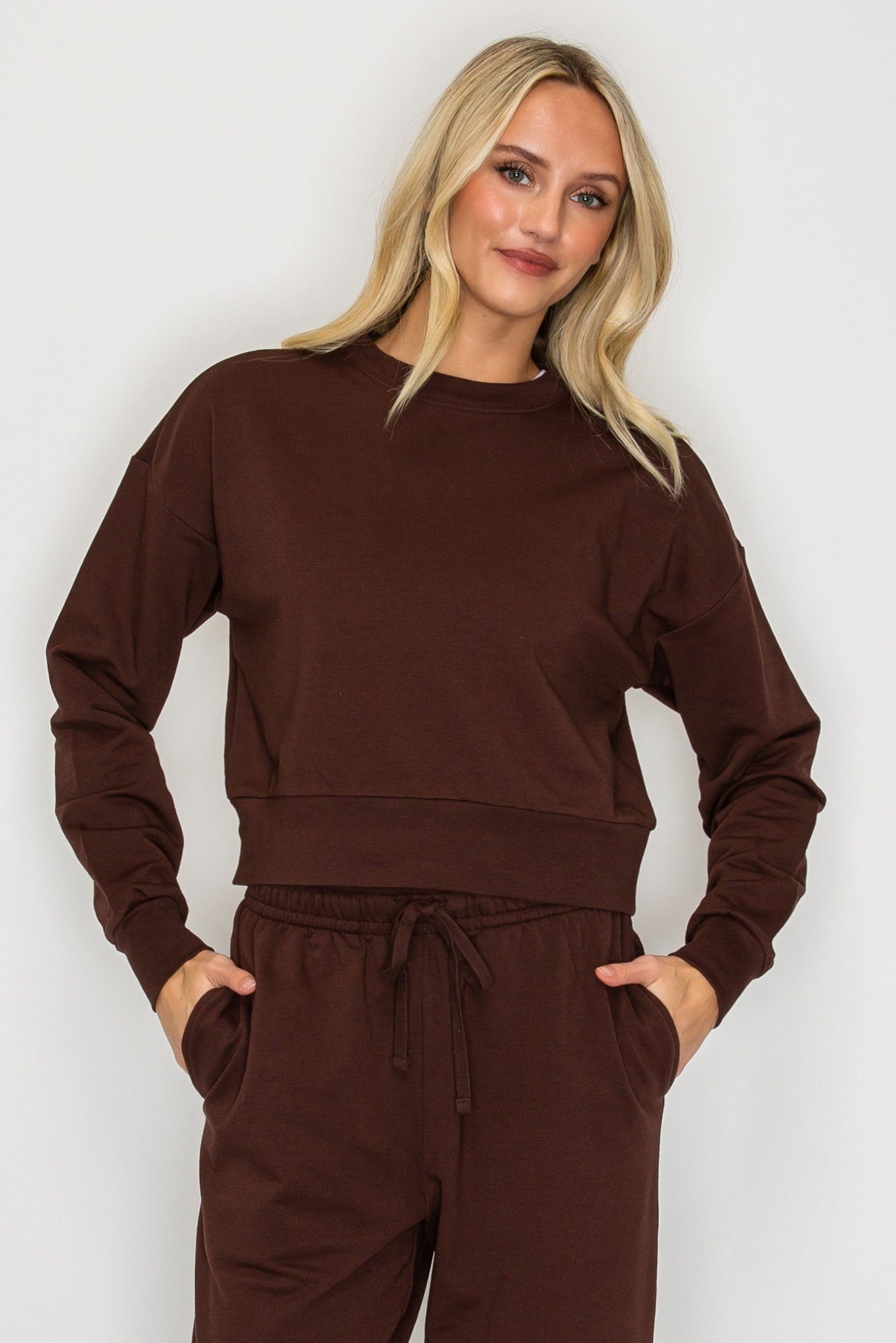French Terry Cropped Crewneck Sweatshirt