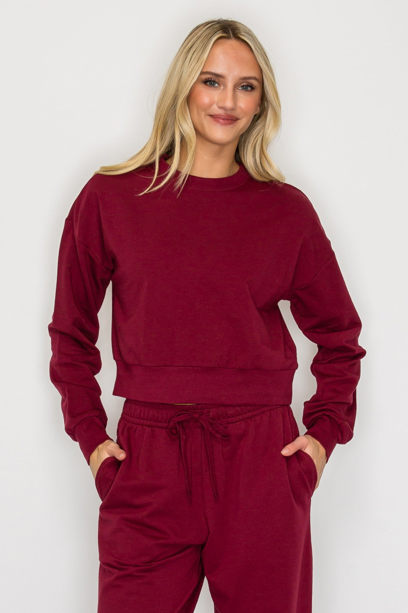 French Terry Cropped Crewneck Sweatshirt