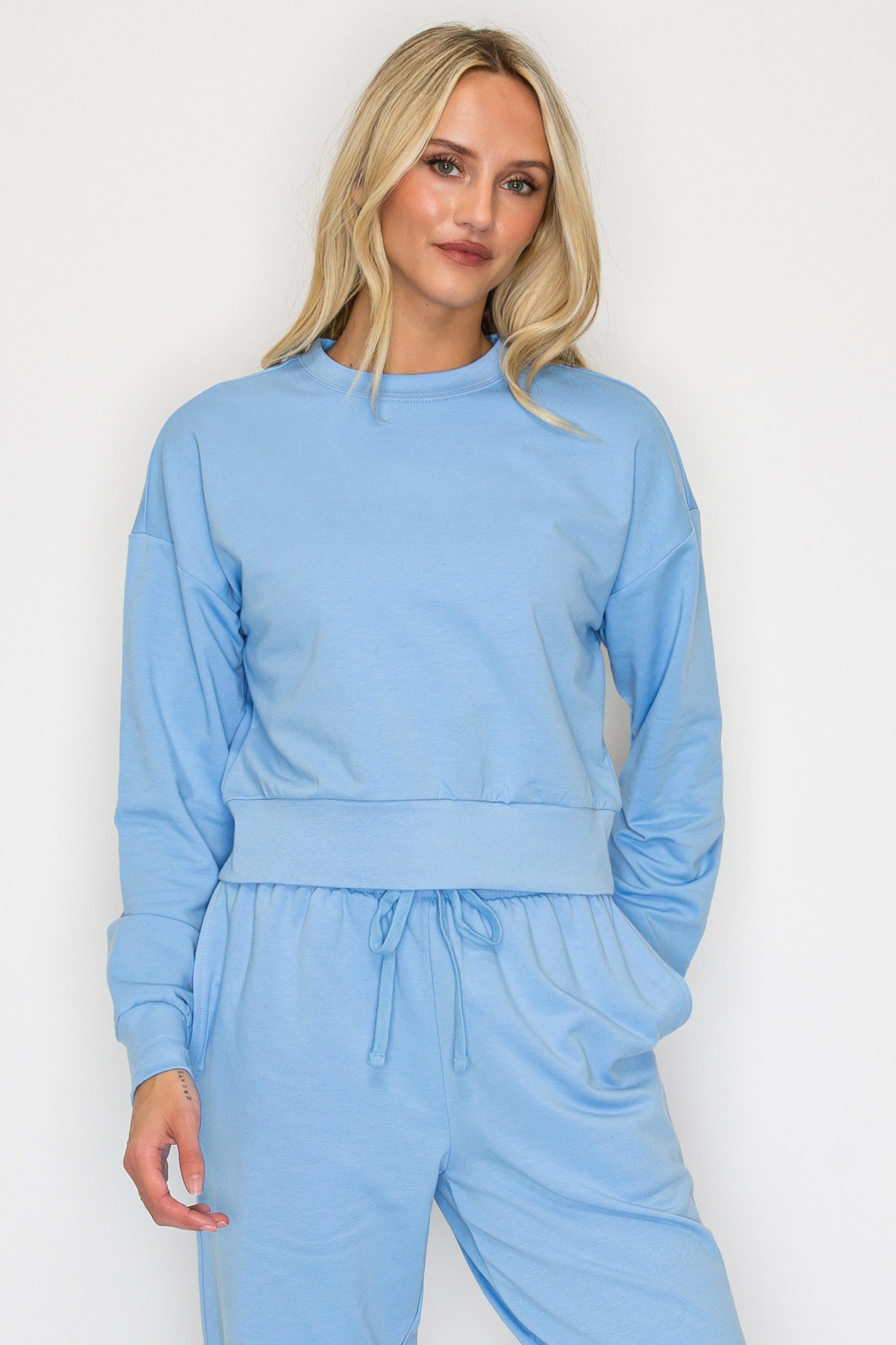 French Terry Cropped Crewneck Sweatshirt