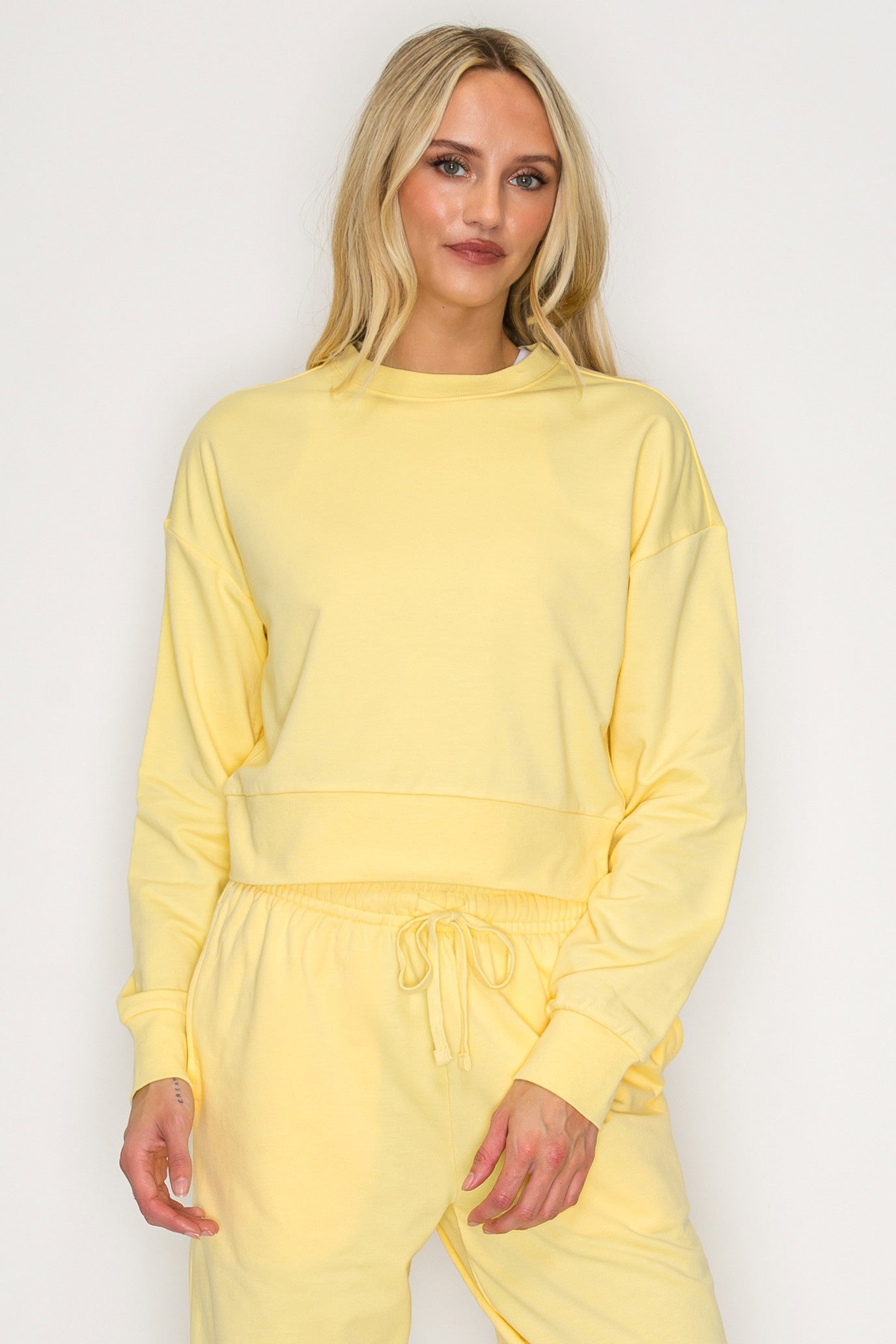 French Terry Cropped Crewneck Sweatshirt