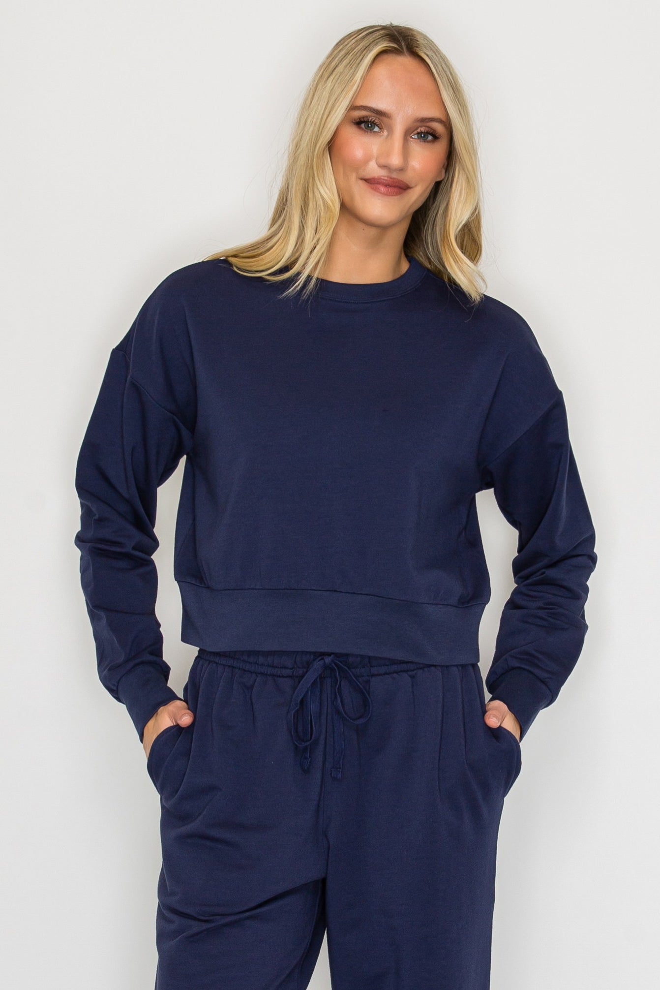 French Terry Cropped Crewneck Sweatshirt