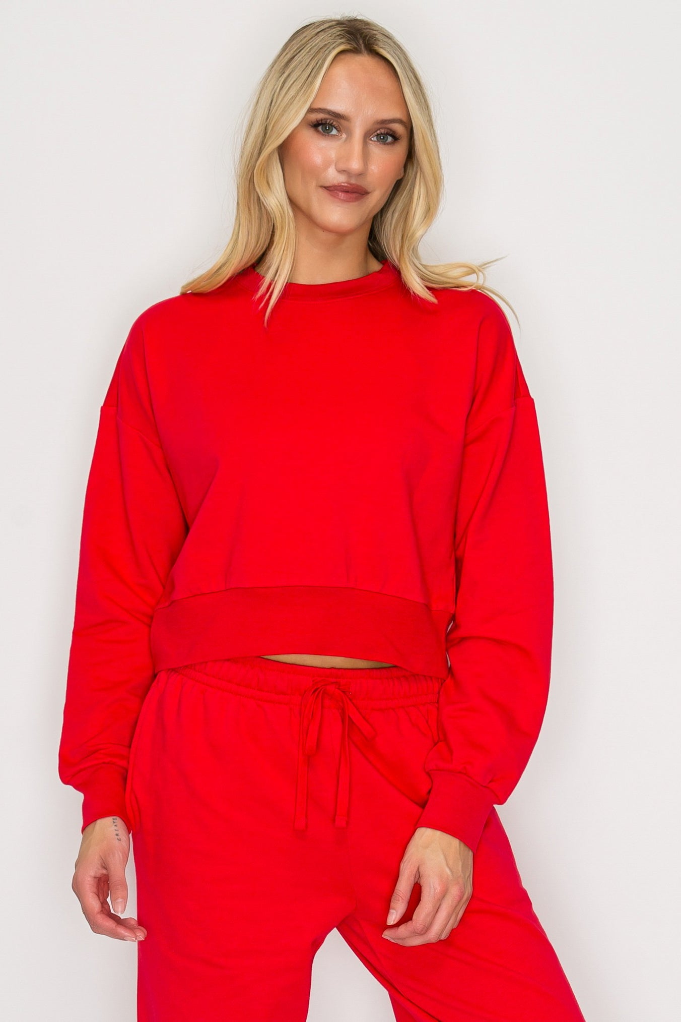 French Terry Cropped Crewneck Sweatshirt