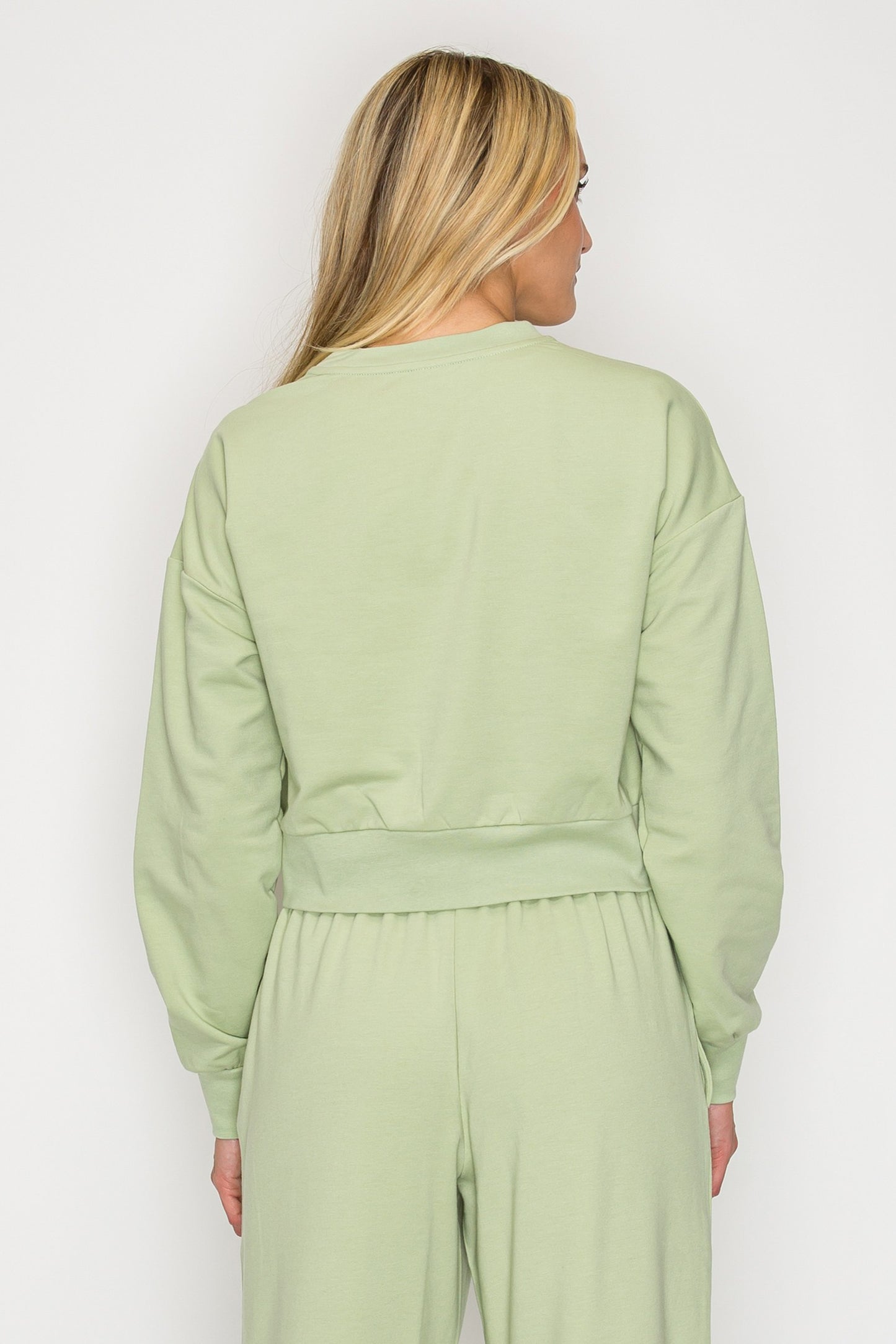 French Terry Cropped Crewneck Sweatshirt
