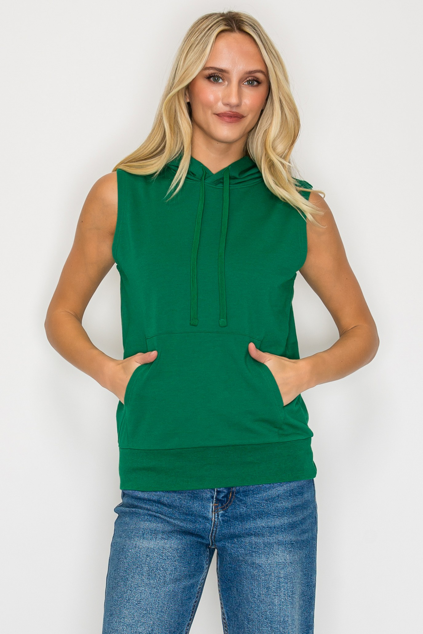 French Terry Sleeveless Pullover Hoodie