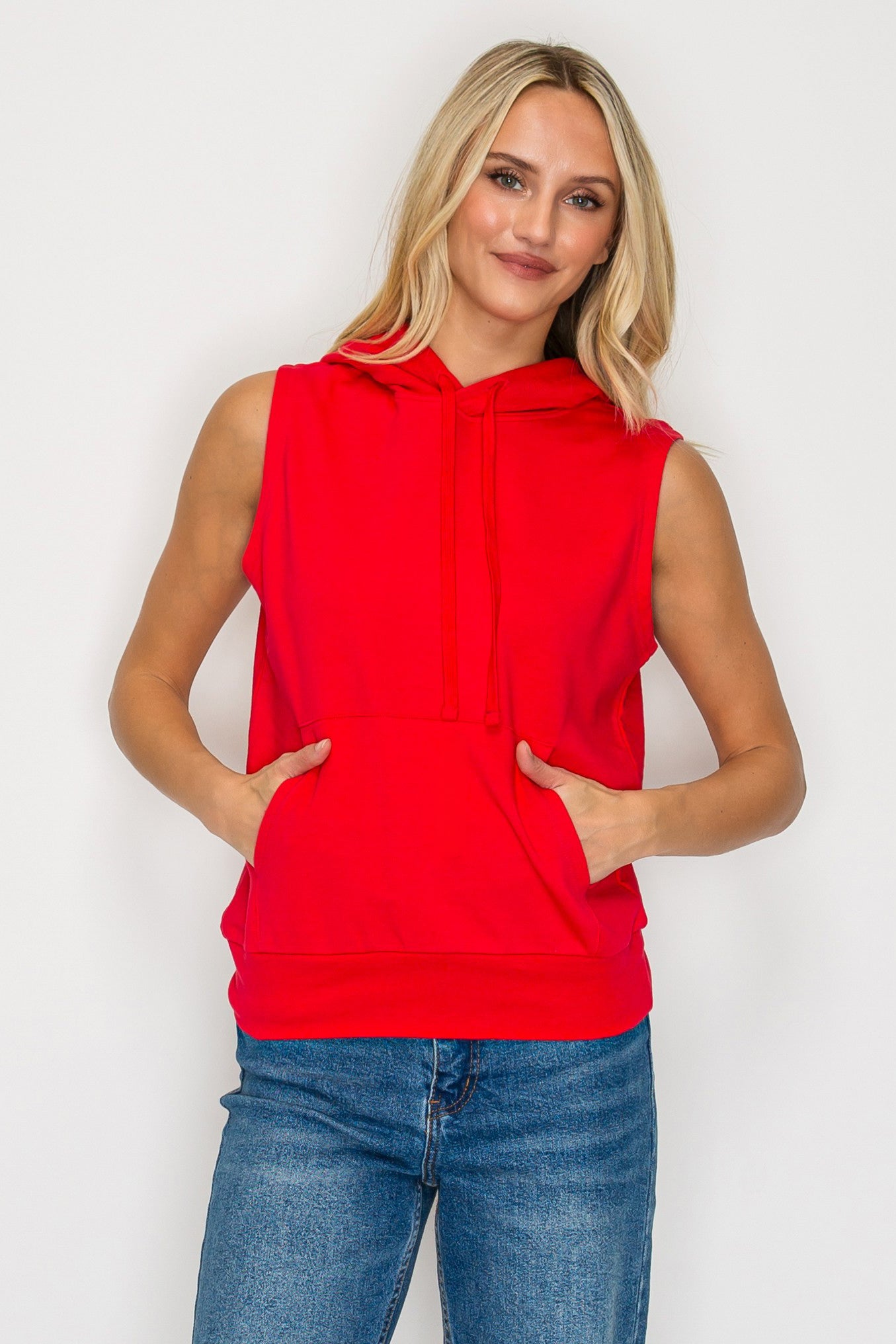 French Terry Sleeveless Pullover Hoodie
