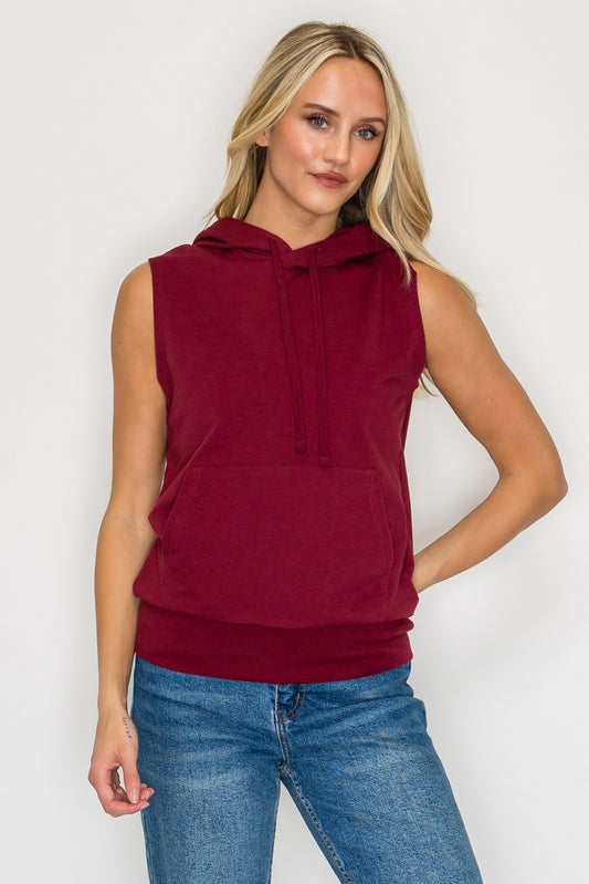 French Terry Sleeveless Pullover Hoodie