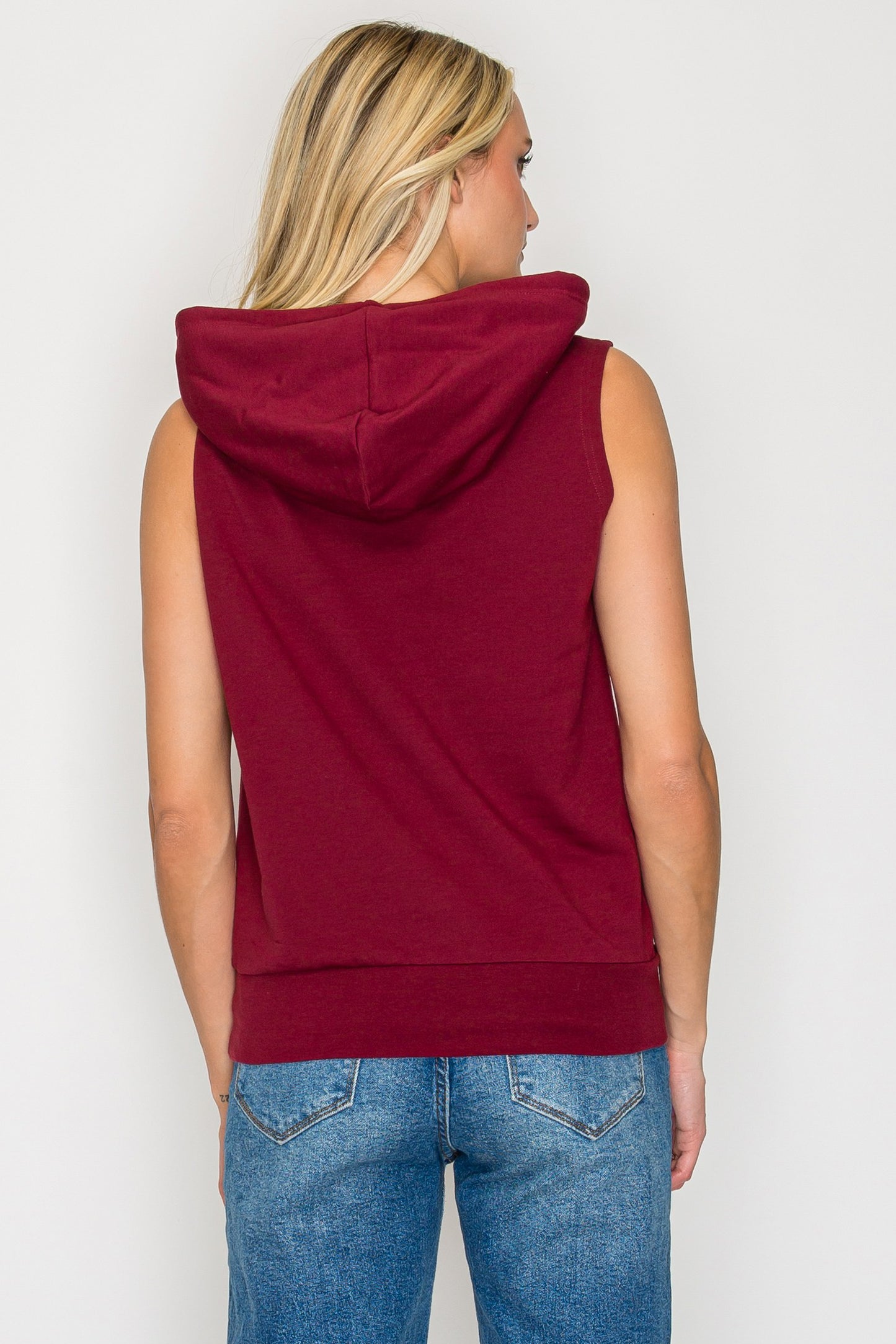 French Terry Sleeveless Pullover Hoodie
