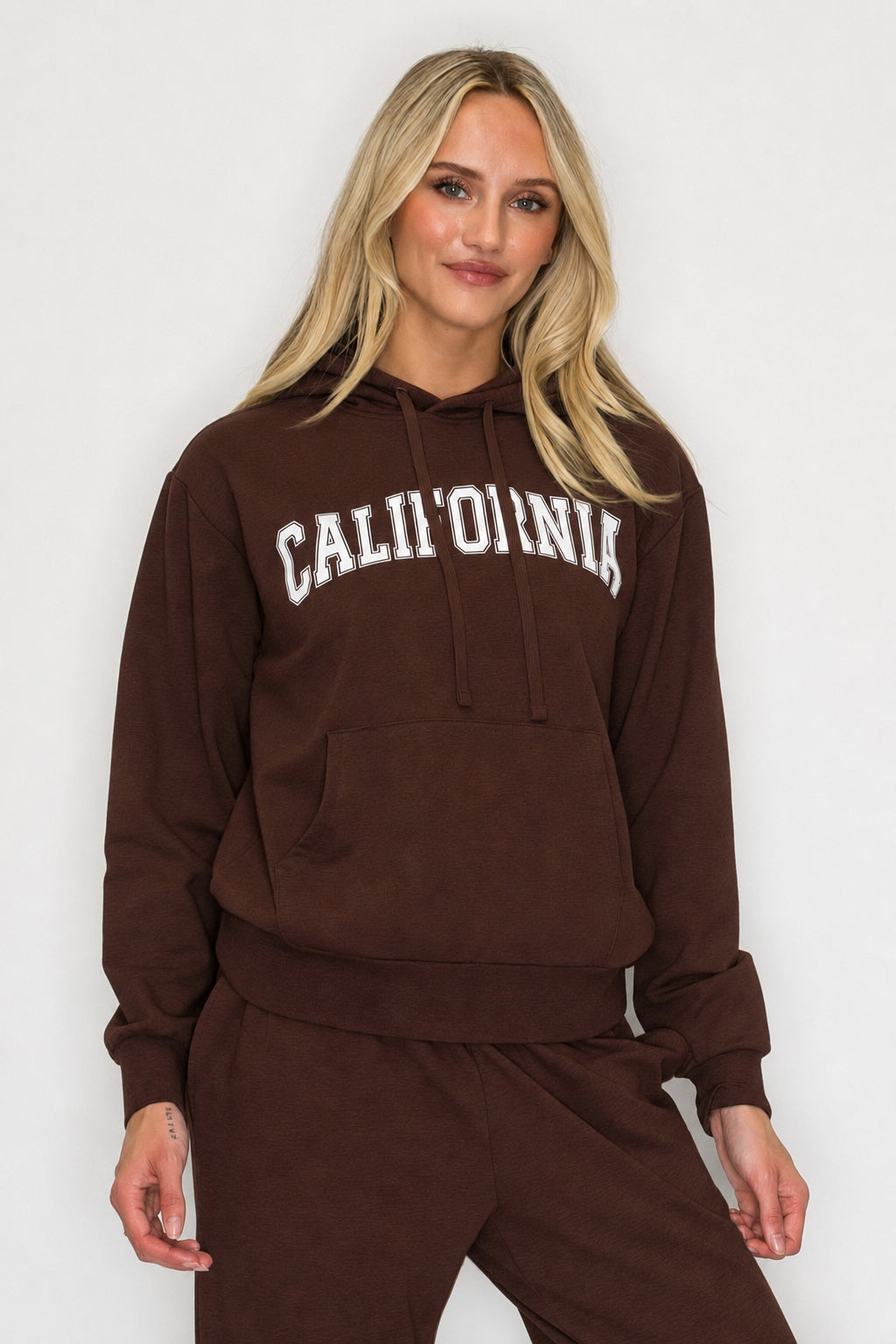French Terry Pullover Hoodie w/ California Print