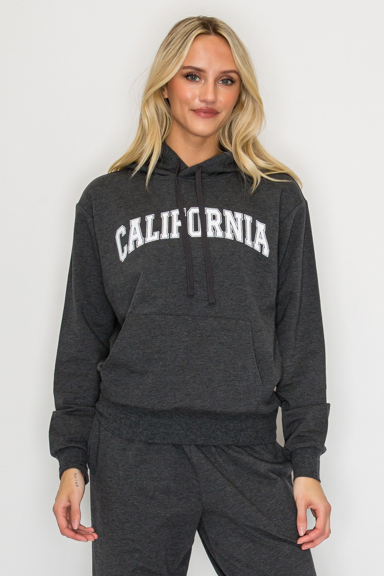 French Terry Pullover Hoodie w/ California Print