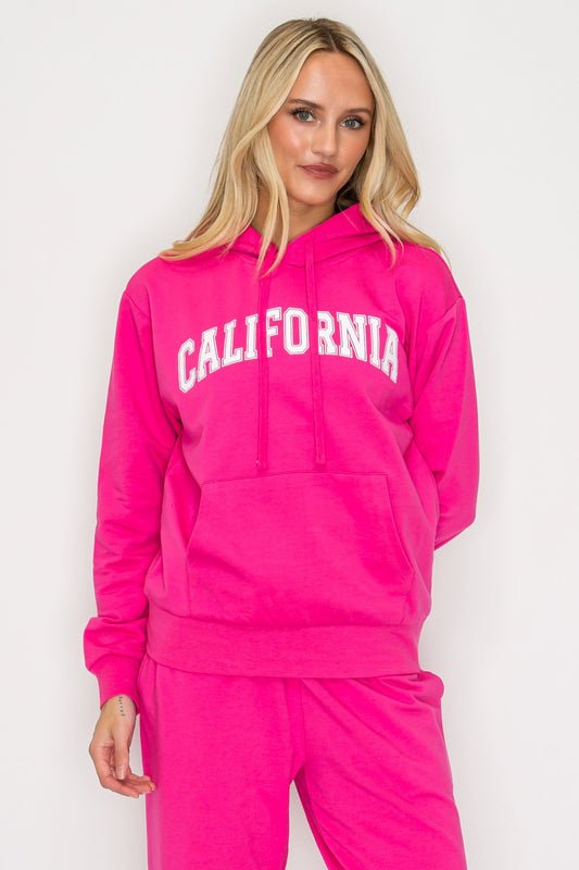 French Terry Pullover Hoodie w/ California Print