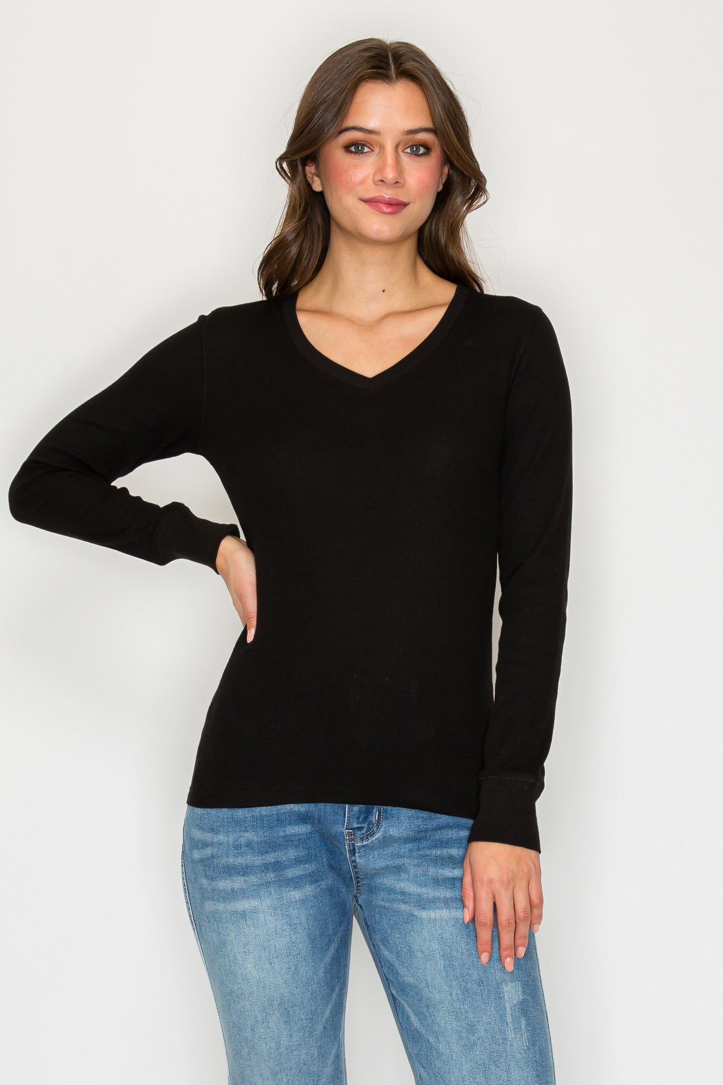 Long Sleeve V-Neck Thermal Top