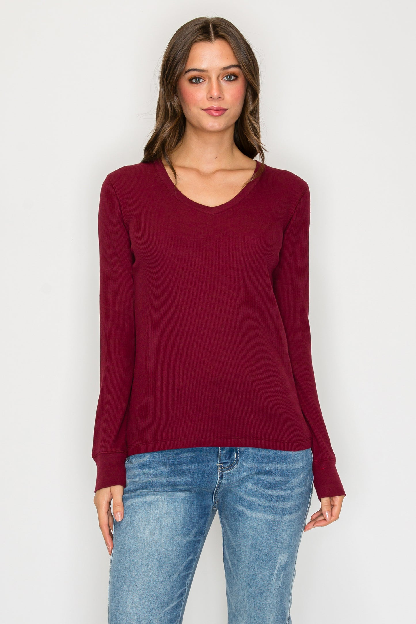 Long Sleeve V-Neck Thermal Top