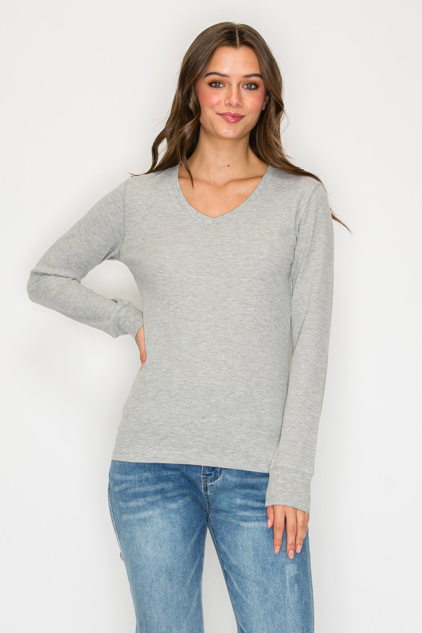 Long Sleeve V-Neck Thermal Top