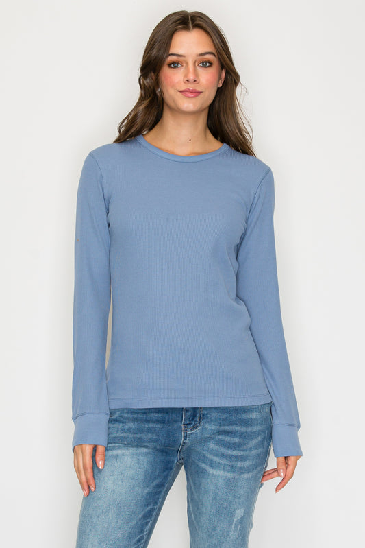 Long Sleeve Round Neck Thermal Top (Plus Size)