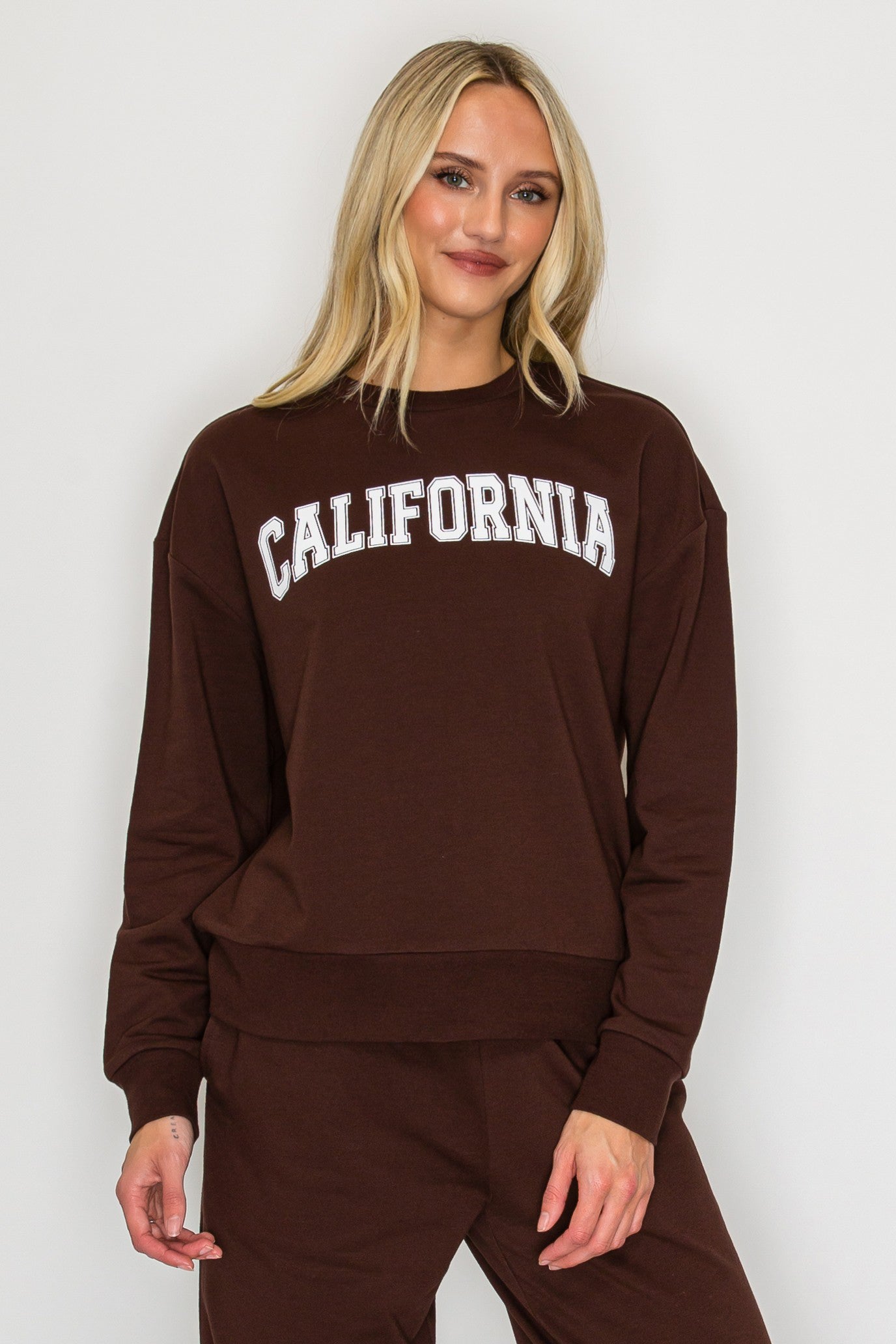 French Terry Crewneck Sweatshirt w/ California Print