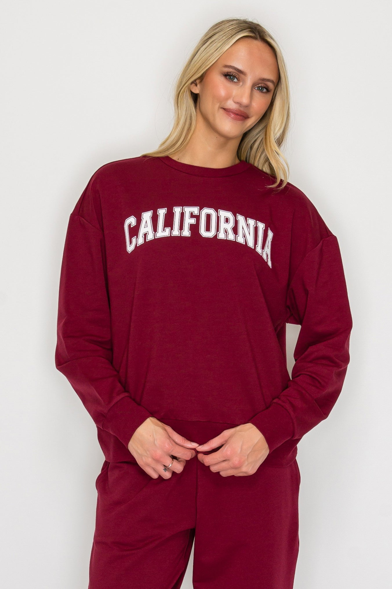 French Terry Crewneck Sweatshirt w/ California Print