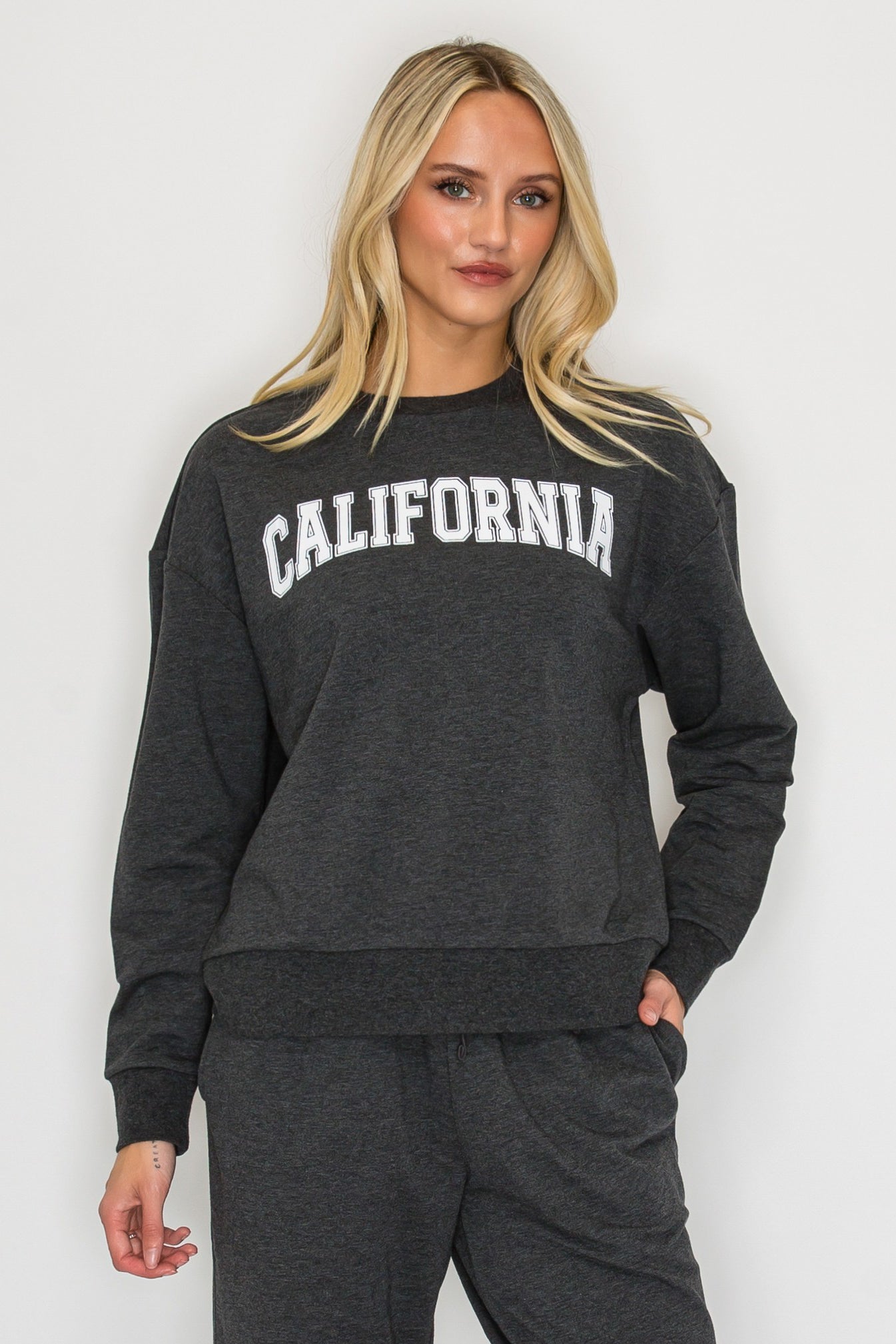French Terry Crewneck Sweatshirt w/ California Print