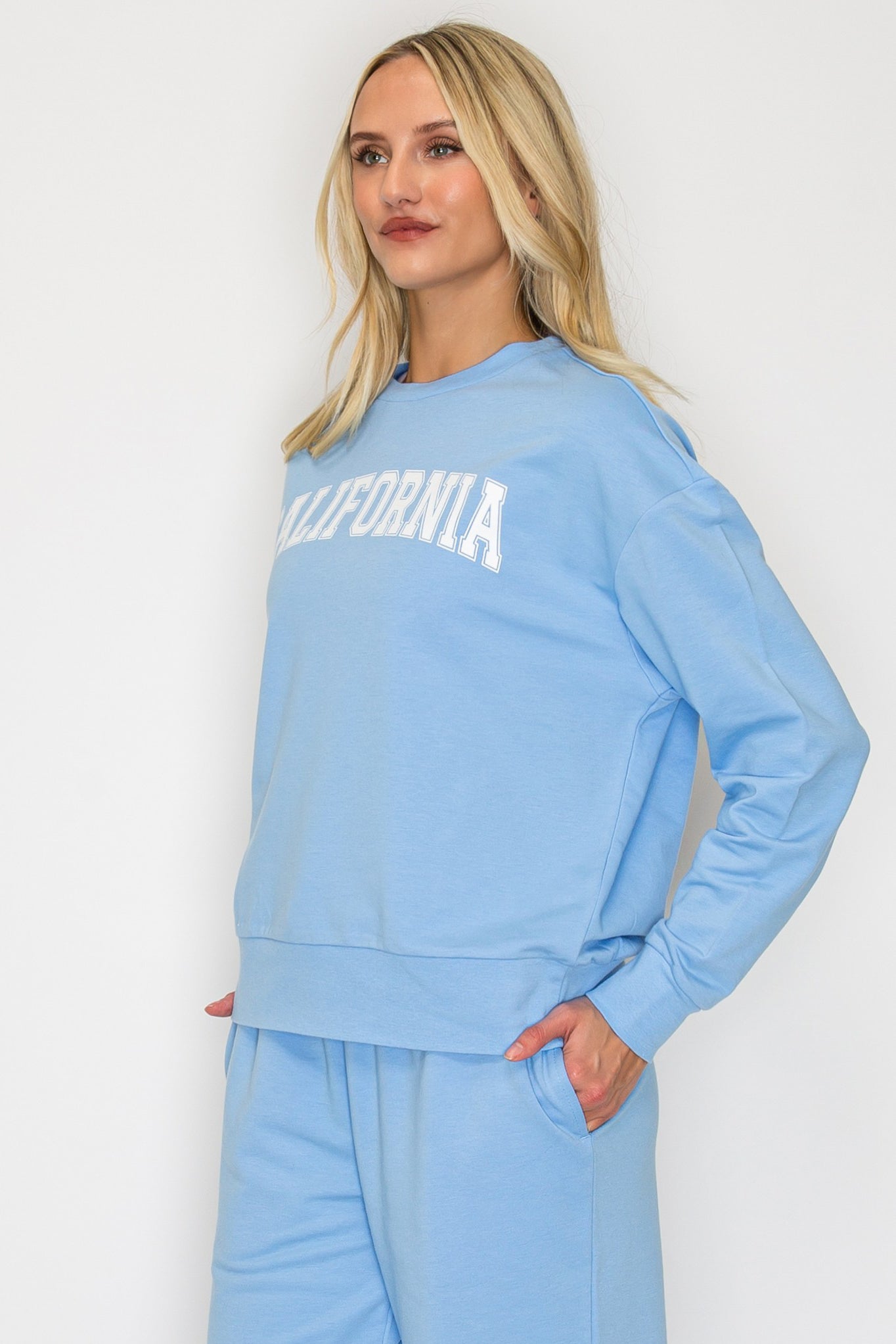 French Terry Crewneck Sweatshirt w/ California Print