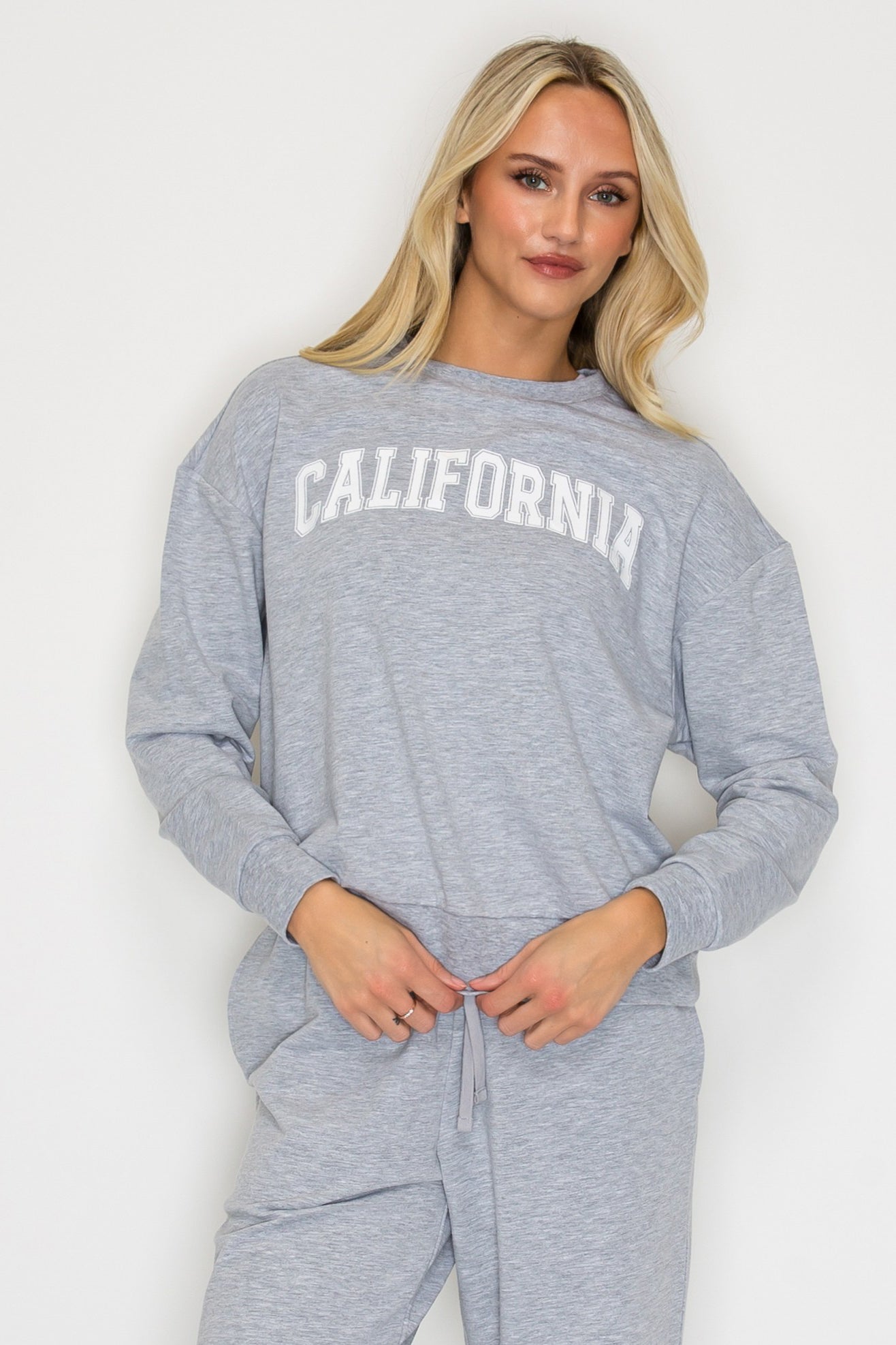 French Terry Crewneck Sweatshirt w/ California Print